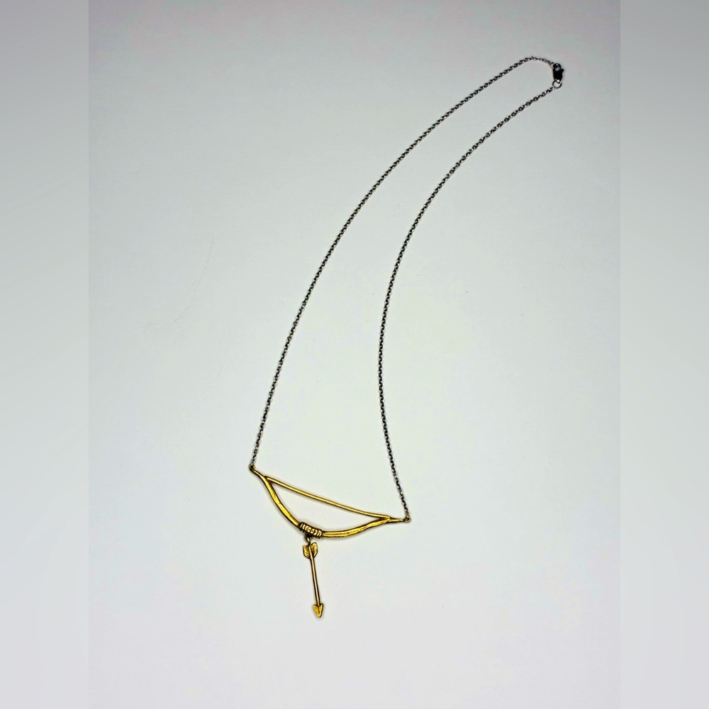 Kaye Blegvad Datter Industries Silver an Brass Bow and Arrow Necklace - Picture 3 of 5